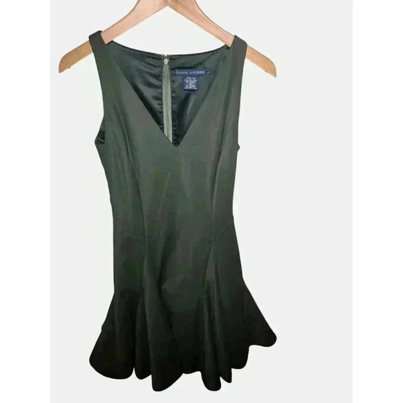 RL Sleeveless Asymetrical V Neck Swing Dress Tool Fern Green-Size 2 - Picture 6 of 16